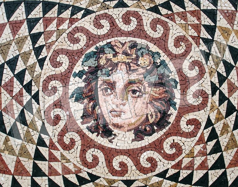 Mozaïek CK057 Details Hoofd van Dionysos uit Korinthe 1