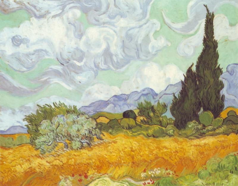 Mozaïek FK059 Details Van Gogh: Korenveld met cypressen 1