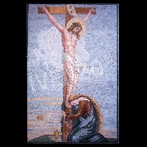 Mozaïek Jezus aan het kruis