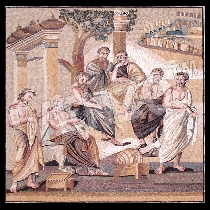 Mozaïek Platon en de Academie van Athene